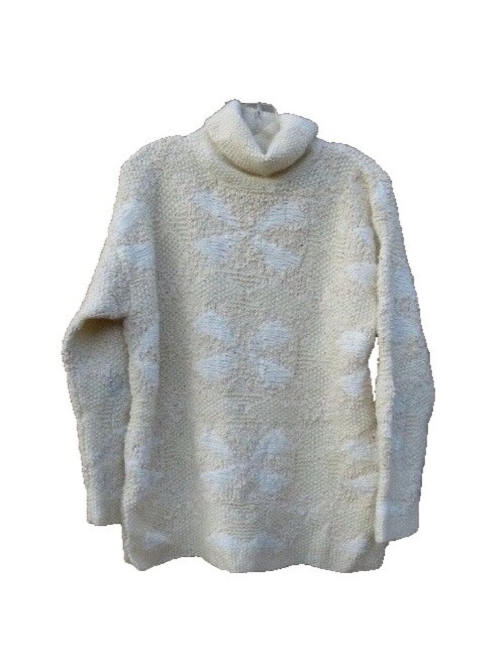 DKNY Sweater Petite M Vanilla White Turtle Neck Long Sleeves Warm Chunky Knit